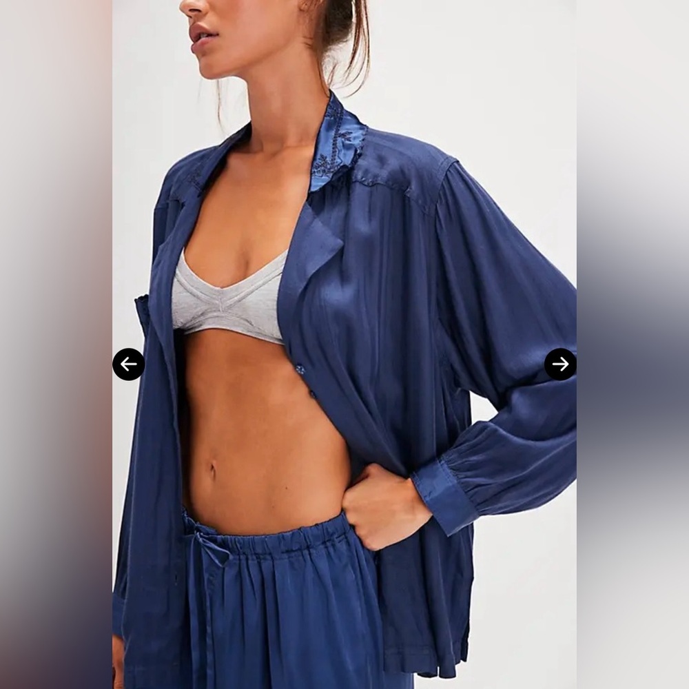 FREE PEOPLE intimately 
Just Dreamy Pj Set - Dark Denim Medium pre owned